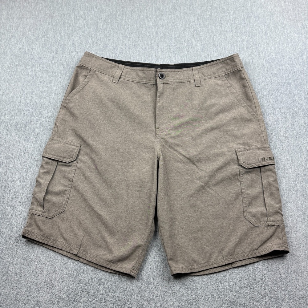 O'Neill Shorts Mens 36 Brown Cargo Hybrid 10" Beach Outdoor Hiking Pocket Zipper
